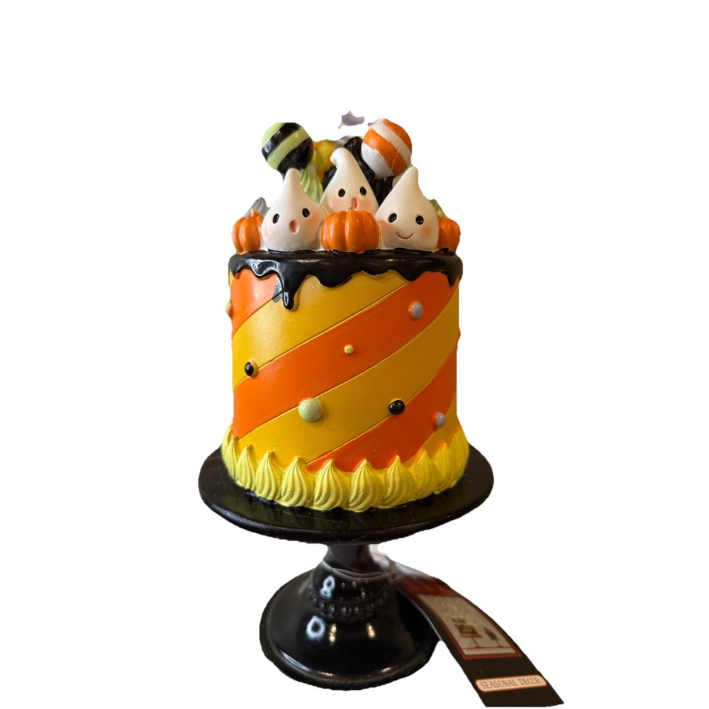 Halloween Faux Cake Ghosts Pumpkins Sweet Treats Decor Table‎ Scape NWT Spooky